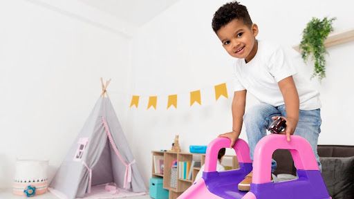 Child engaged in hands-on play activity
